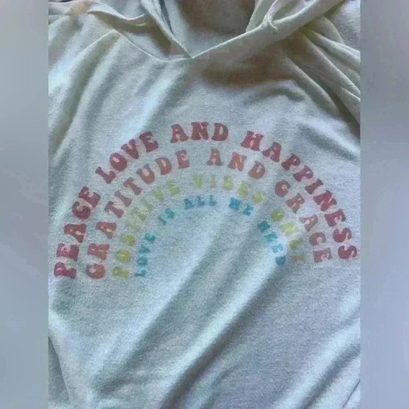 P.J. Salvage Womens Peace Love Hoodie Sweatshirt, Off-White Sz M - Picture 6 of 6